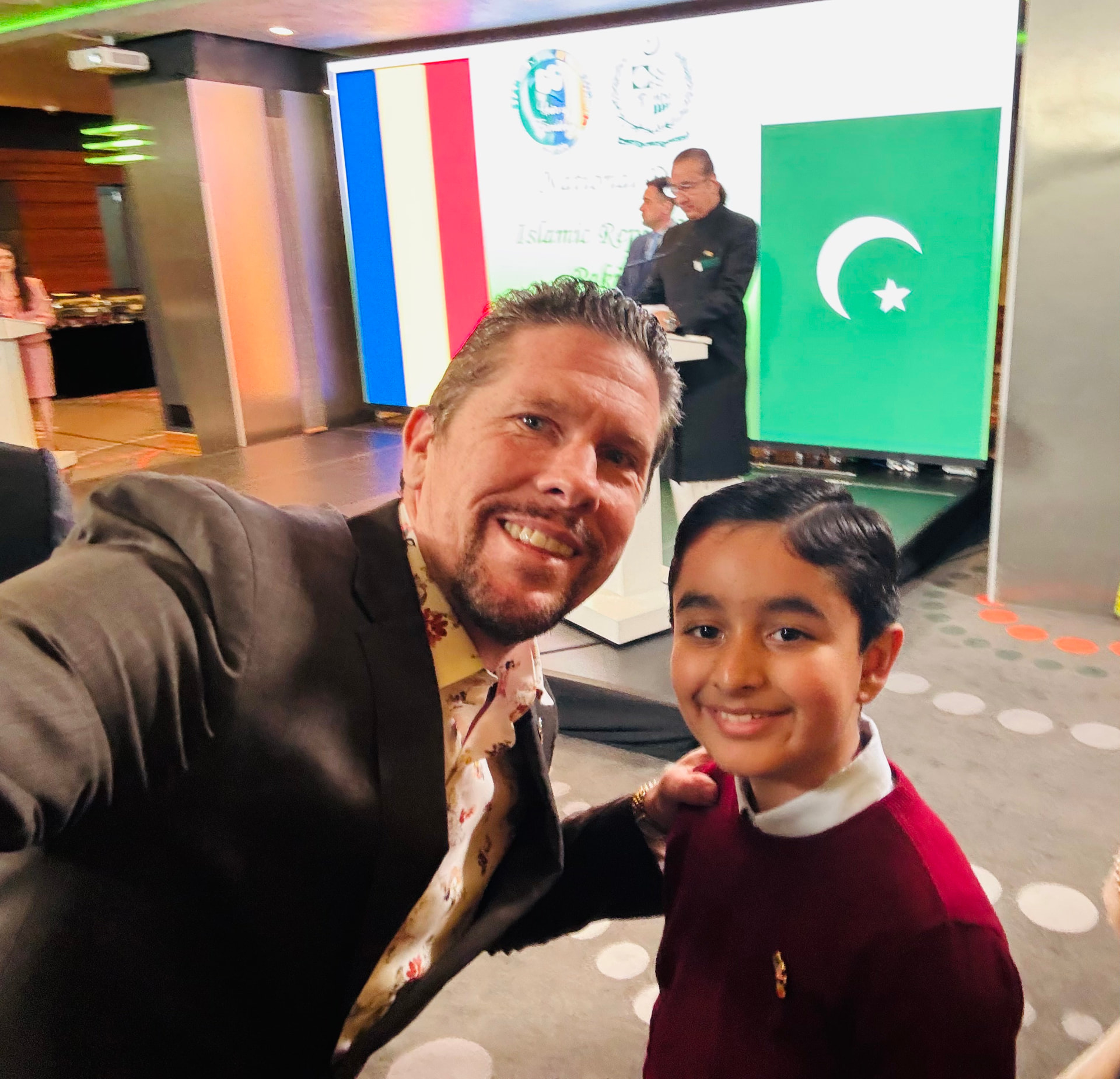 Dr. Wilkens with a student at a Pakistan-Romania diplomatic event